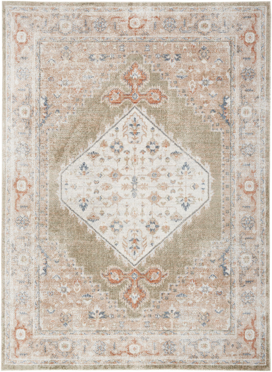 Nourison Astra Sage & Multicolor Pet Friendly Machine Washable Rug - 5'3" x 7'