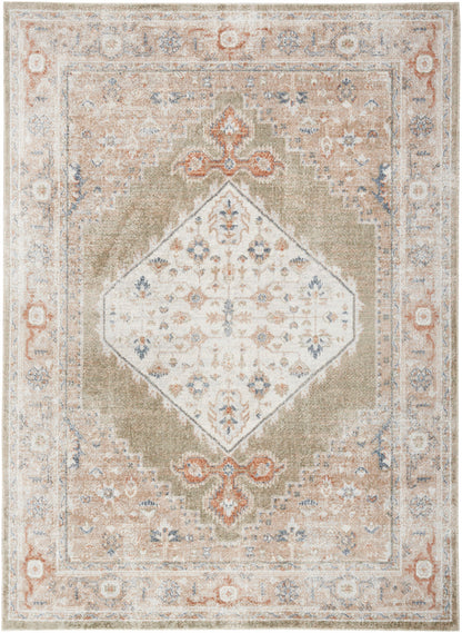 Nourison Astra Sage & Multicolor Pet Friendly Machine Washable Rug - 5'3" x 7'