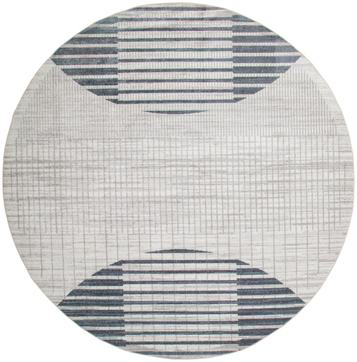 Nourison Astra Ivory & Blue Pet Friendly Machine Washable Rug - 7'10" Round