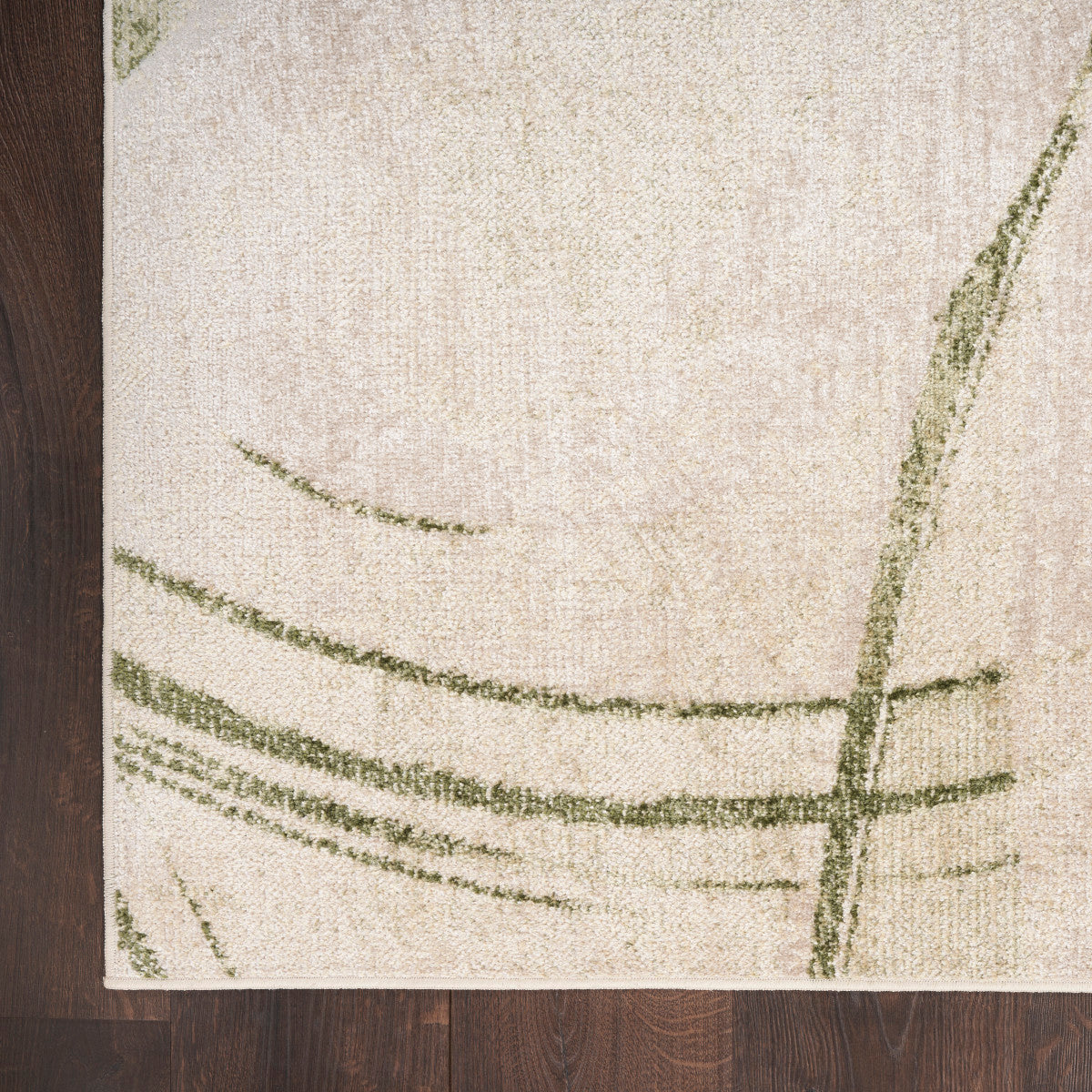 Nourison Astra Beige & Green Pet Friendly Machine Washable Rug - Corner