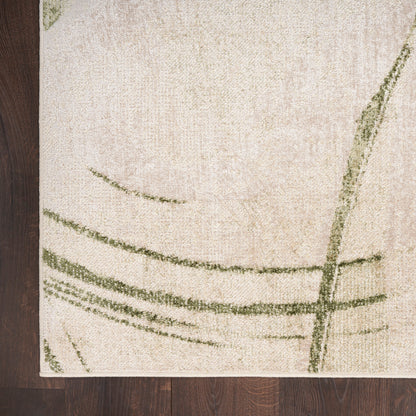 Nourison Astra Beige & Green Pet Friendly Machine Washable Rug - Corner