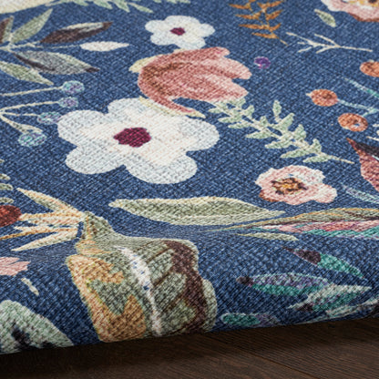 Nourison Navy & Multicolor Machine Washable Rug - Texture