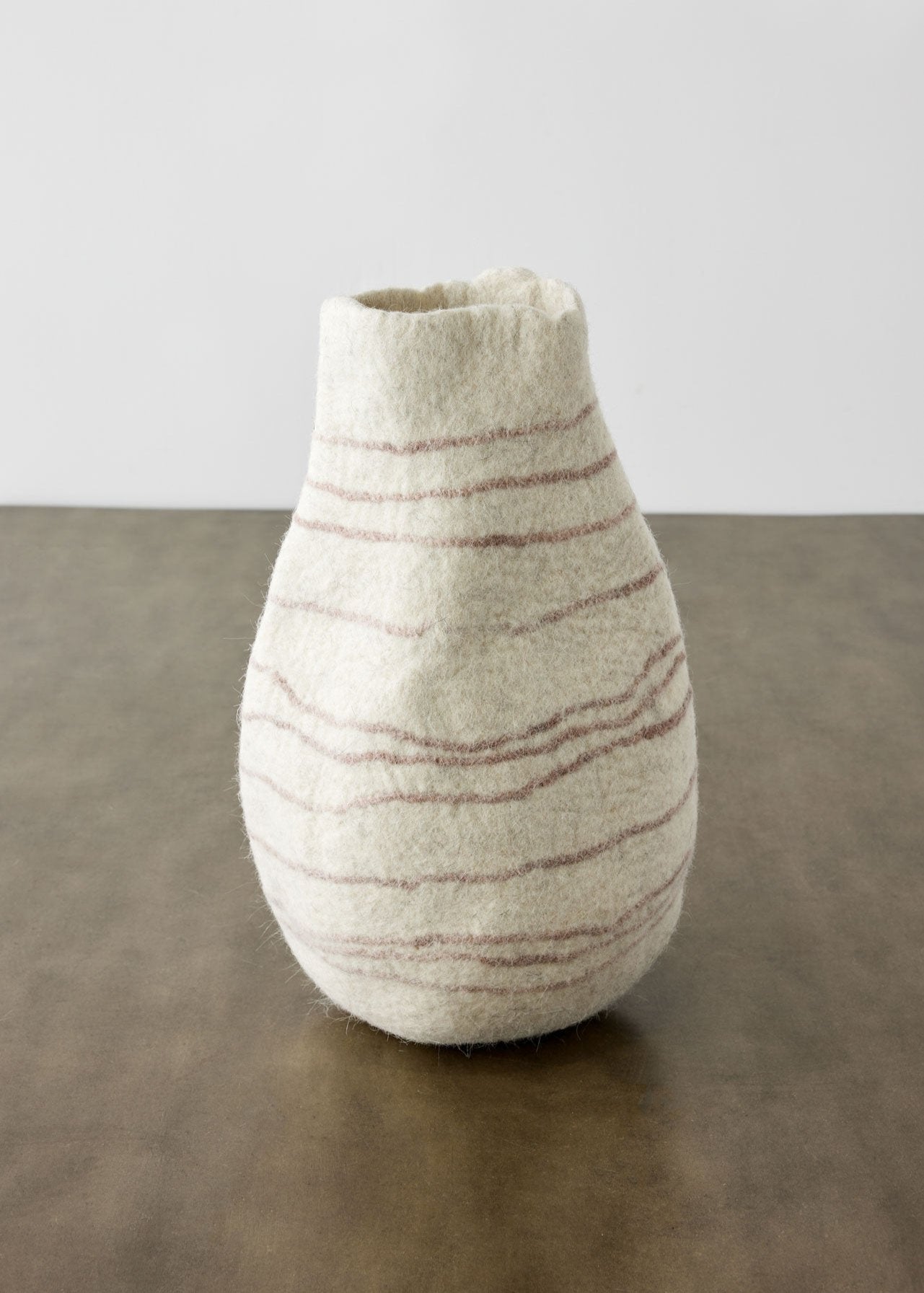 Tribal Lines Wool Ivory Gourd Basket