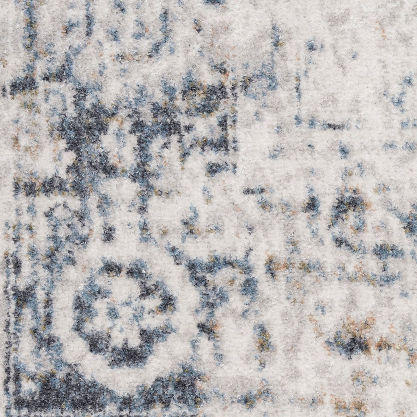 Nourison Astra Ivory & Blue Pet Friendly Machine Washable Rug - Swatch