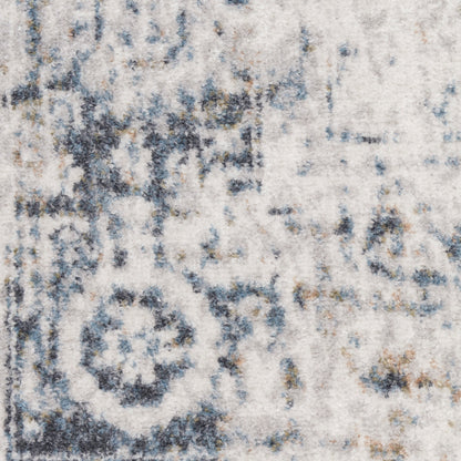 Nourison Astra Ivory & Blue Pet Friendly Machine Washable Rug - Swatch