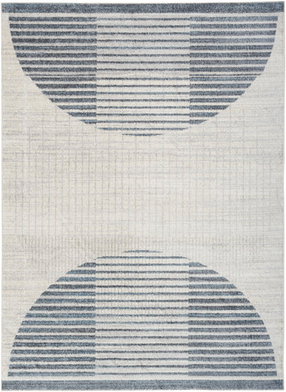 Nourison Astra Ivory & Blue Pet Friendly Machine Washable Rug - 6'7" x 9'