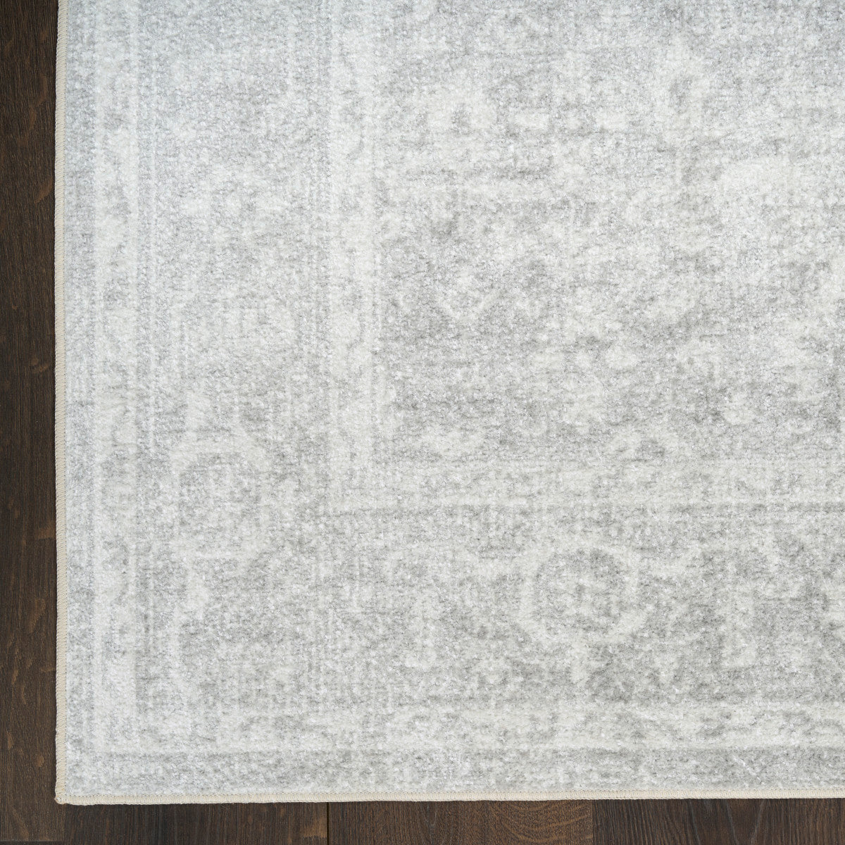 Nourison Astra Light Grey Pet Friendly Machine Washable Rug - Corner