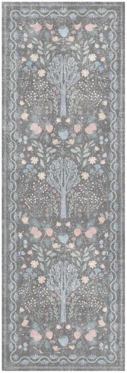 Nourison Botanical Charcoal & Multicolor Machine Washable Rug - 2' x 6'