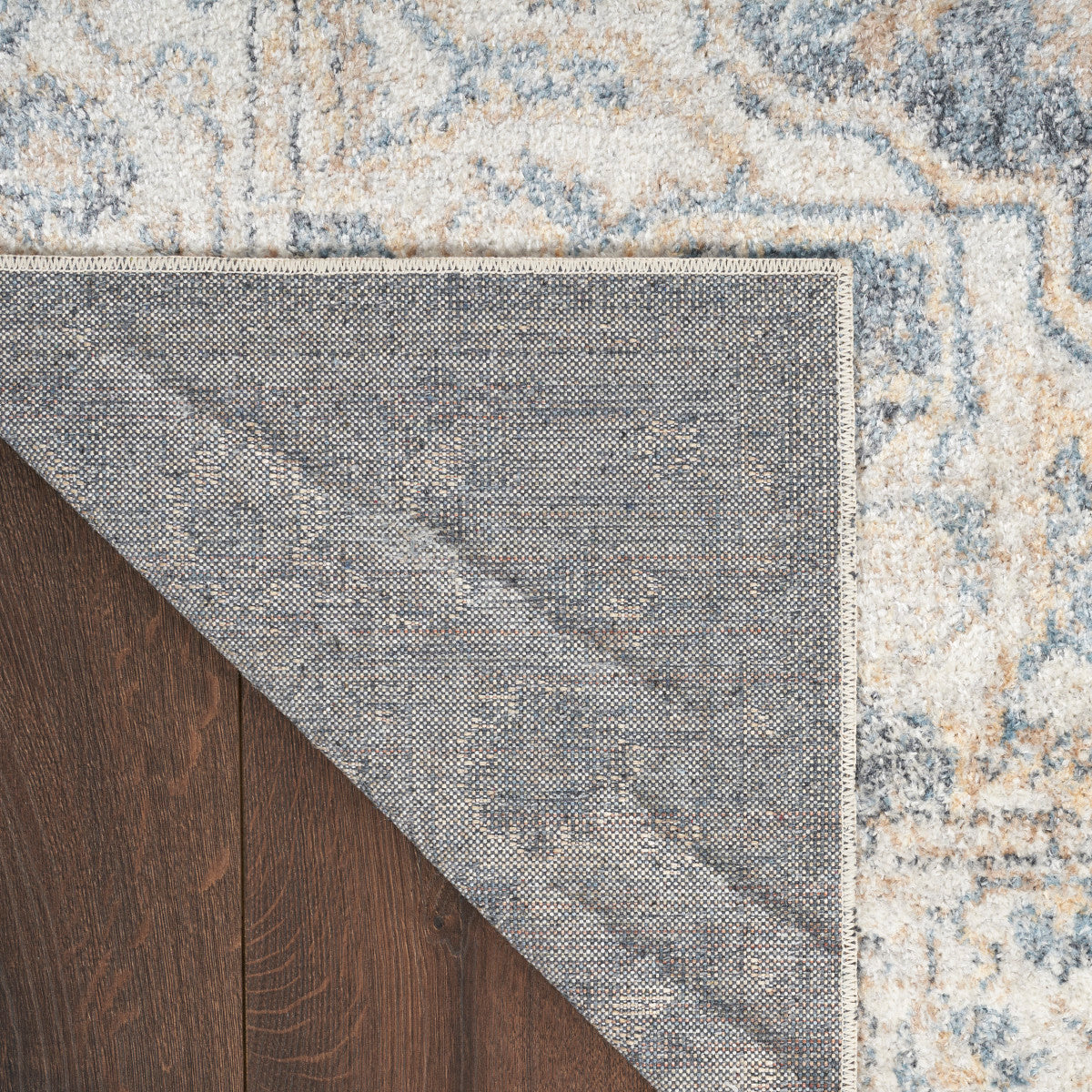 Nourison Astra Grey & Blue Pet Friendly Machine Washable Rug - Corner