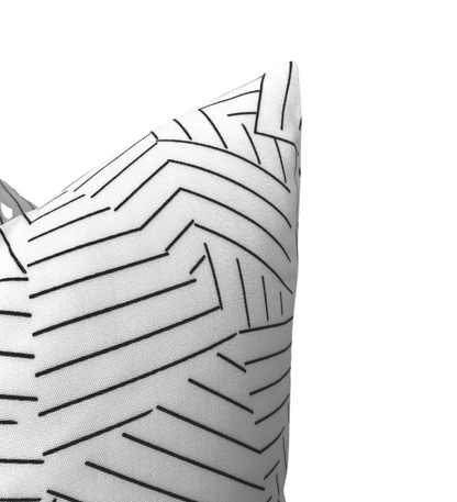 Deconstructed Stripe Pillow in Black, Indoor Outdoor Pillows