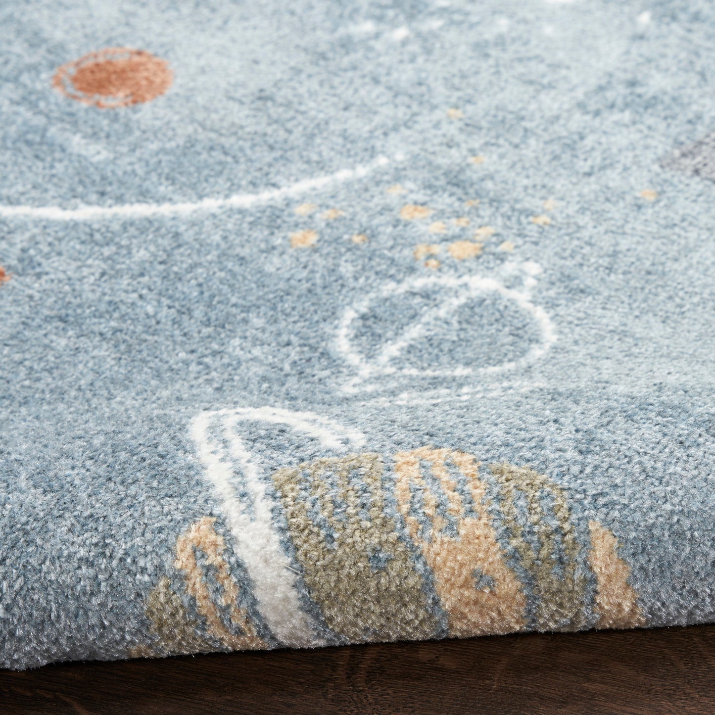 Nourison Astra Blue & Multicolor Pet Friendly Machine Washable Rug - Texture