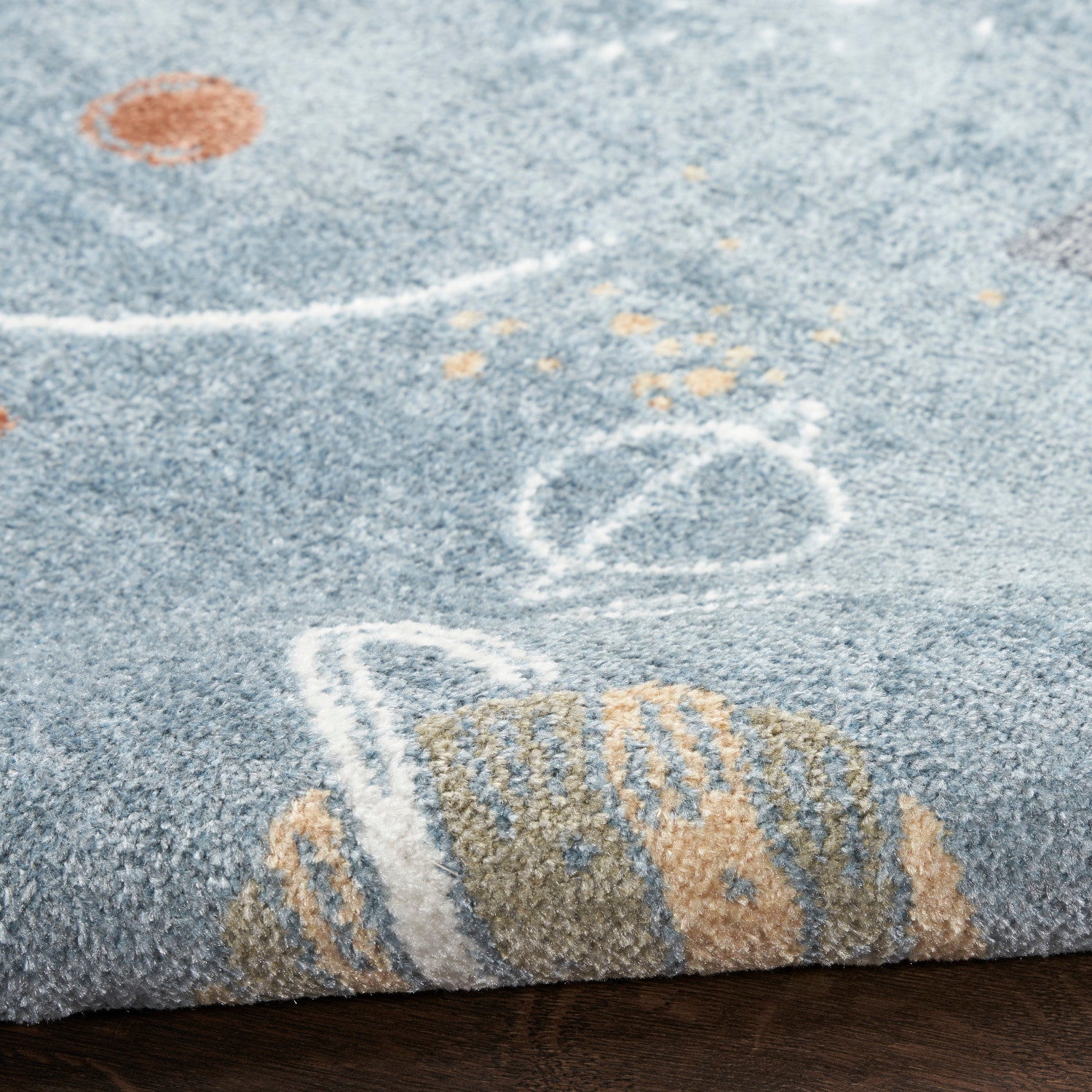 Nourison Astra Blue & Multicolor Pet Friendly Machine Washable Rug - Texture