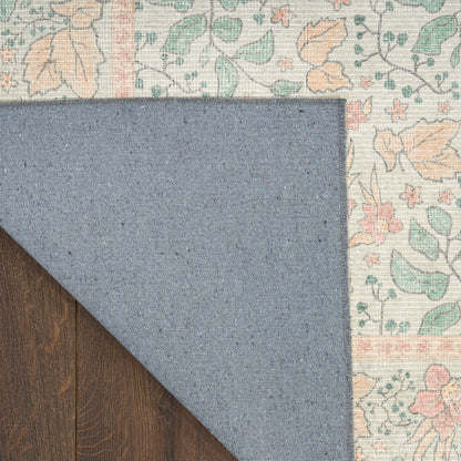 Nourison Botanical Green & Multicolor Machine Washable Rug - Corner