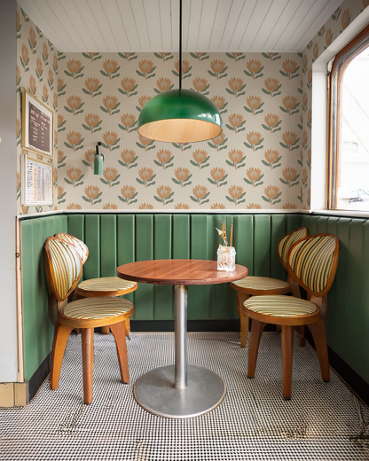 King Protea Wallpaper, neutral and apricot
