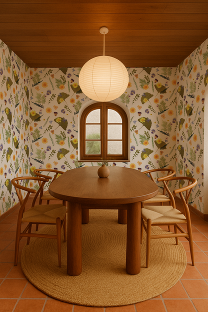 Pressed Fresh Version 01 Wallpaper, yellow and lavender