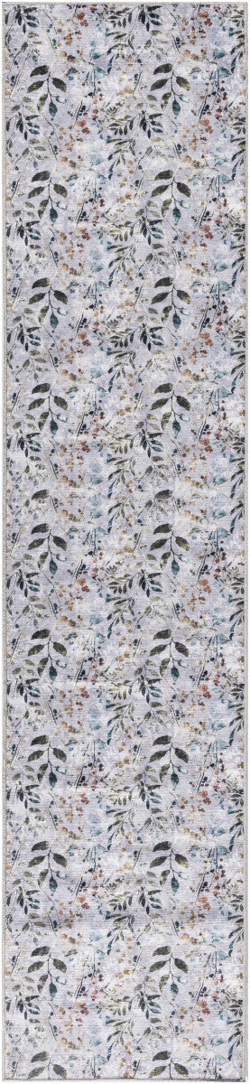 Nourison Grey & Multicolor Machine Washable Rug - 2'2" x 8'
