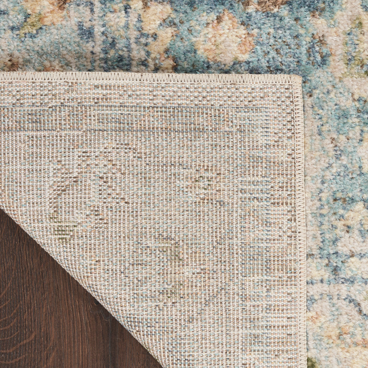 Nourison Astra Beige & Blue Pet Friendly Machine Washable Rug - Corner