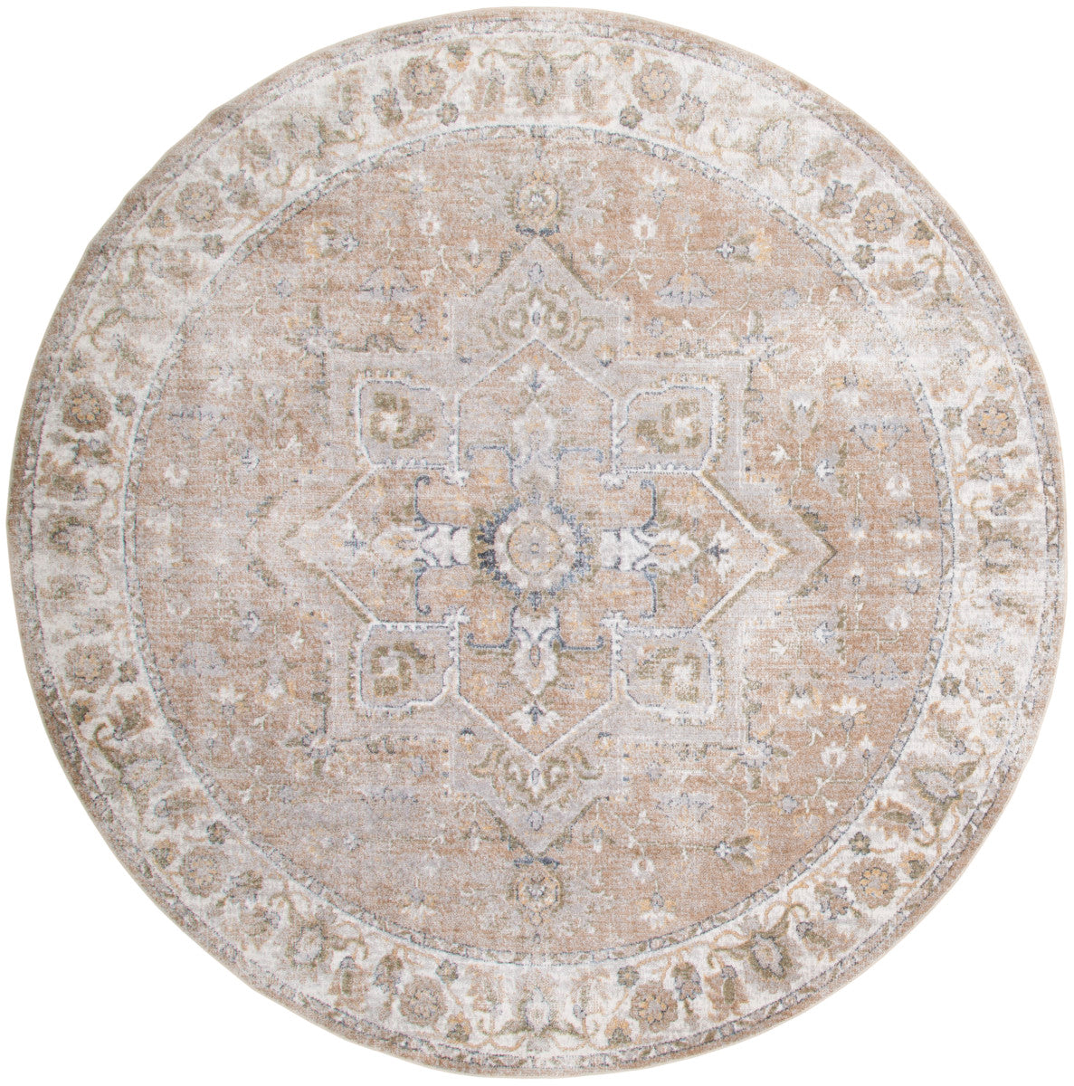 Nourison Astra Beige Pet Friendly Machine Washable Rug - 5'3" Round