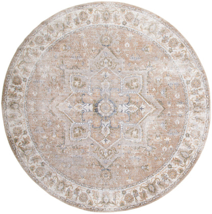 Nourison Astra Beige Pet Friendly Machine Washable Rug - 5'3" Round