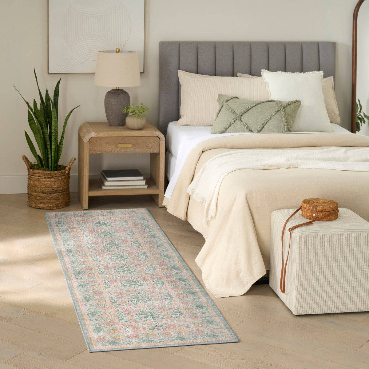 Nourison Botanical Green & Multicolor Machine Washable Rug - Room Scene