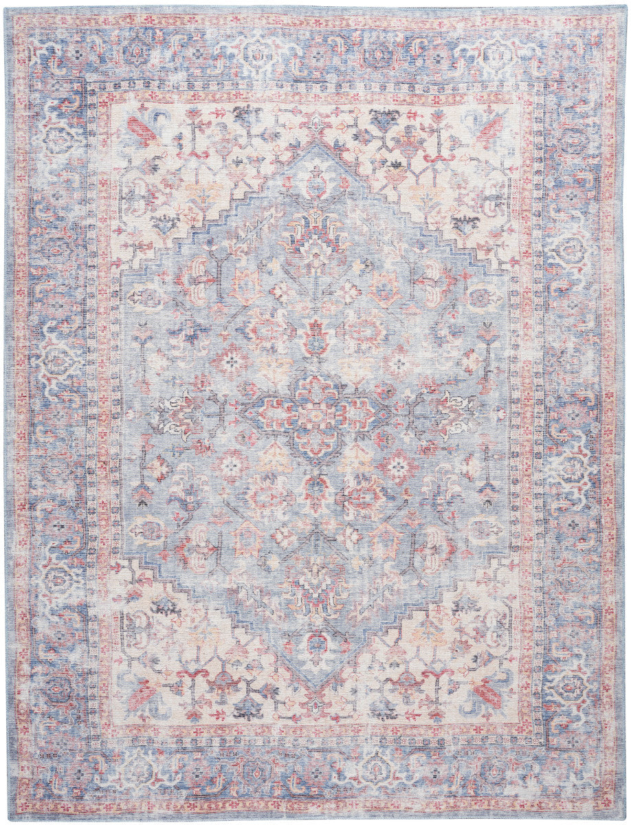 Nourison New Concept Blue & Multicolor Machine Washable Rug - 9'2" x 12'
