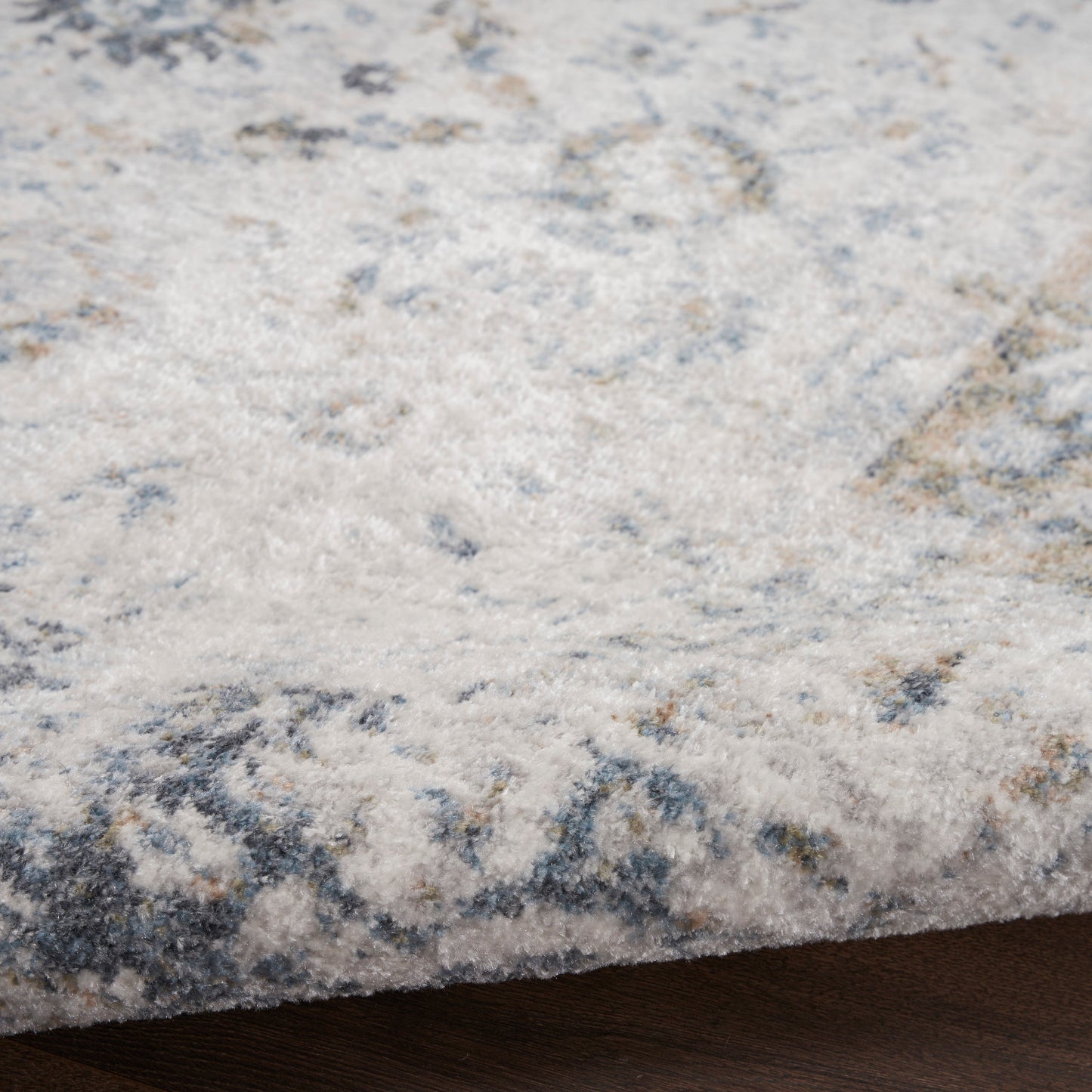 Nourison Astra Ivory & Blue Pet Friendly Machine Washable Rug - Texture