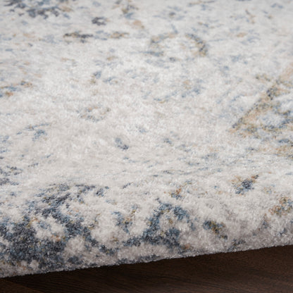 Nourison Astra Ivory & Blue Pet Friendly Machine Washable Rug - Texture