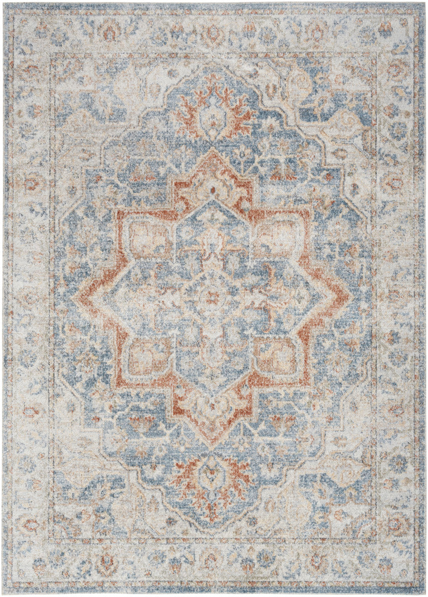 Nourison Astra Denim & Multicolor Pet Friendly Machine Washable Rug - 5'3" x 7'