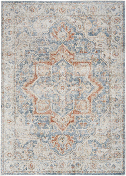 Nourison Astra Denim & Multicolor Pet Friendly Machine Washable Rug - 5'3" x 7'