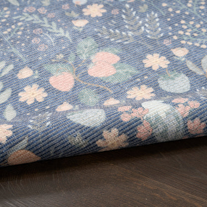 Nourison Botanical Blue & Multicolor Machine Washable Rug - Texture
