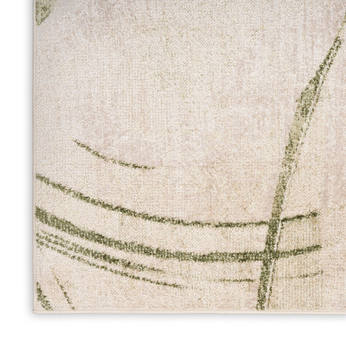 Nourison Astra Beige & Green Pet Friendly Machine Washable Rug - Corner