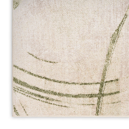 Nourison Astra Beige & Green Pet Friendly Machine Washable Rug - Corner