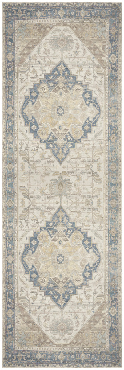 Nourison Vintage Blue & Green Machine Washable Rug - 2' x 6'