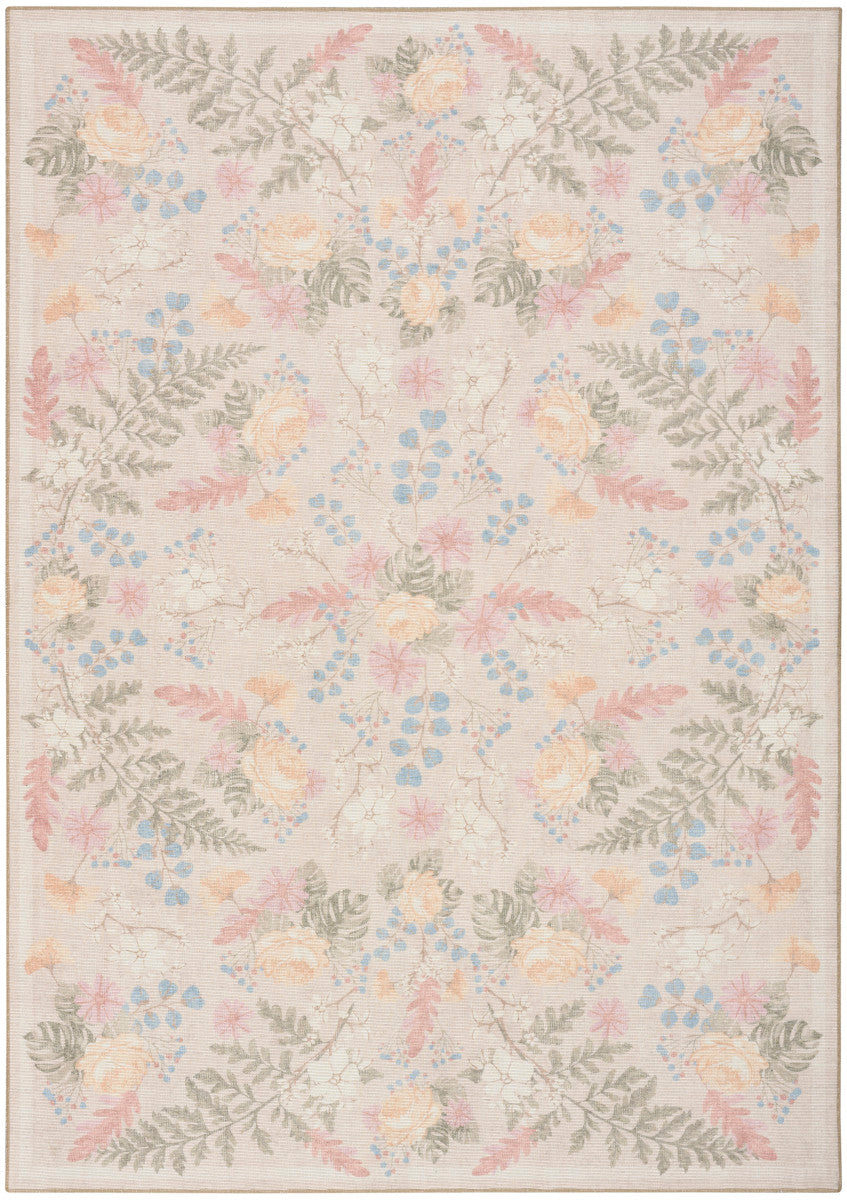 Nourison Botanical Beige & Multicolor Machine Washable Rug - 5' x 7'