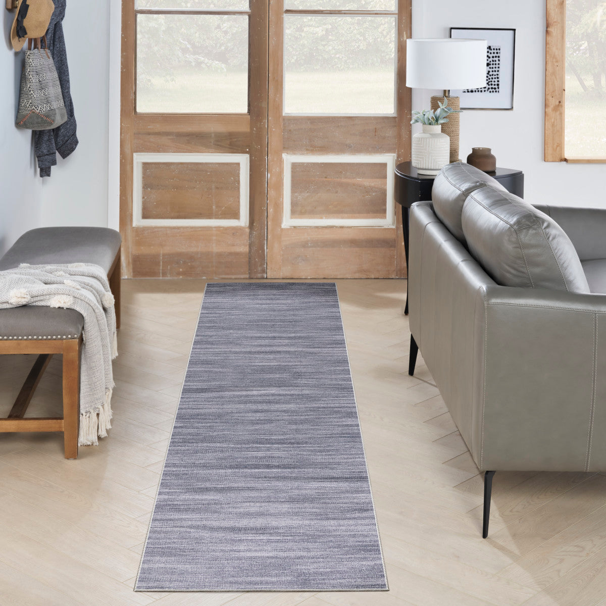 Nourison Grey Machine Washable Rug - Room Scene