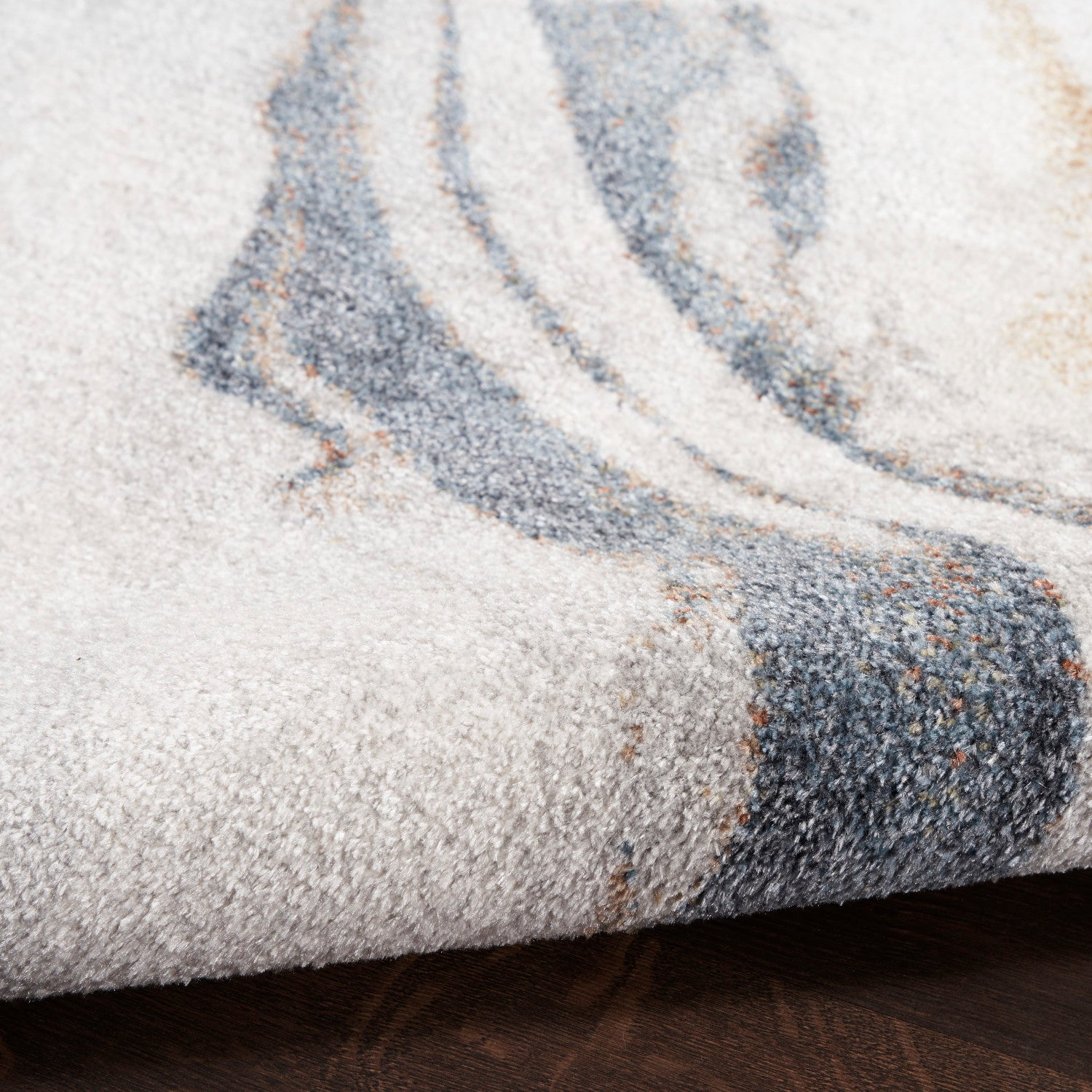 Nourison Astra Ivory & Blue Pet Friendly Machine Washable Rug - Texture