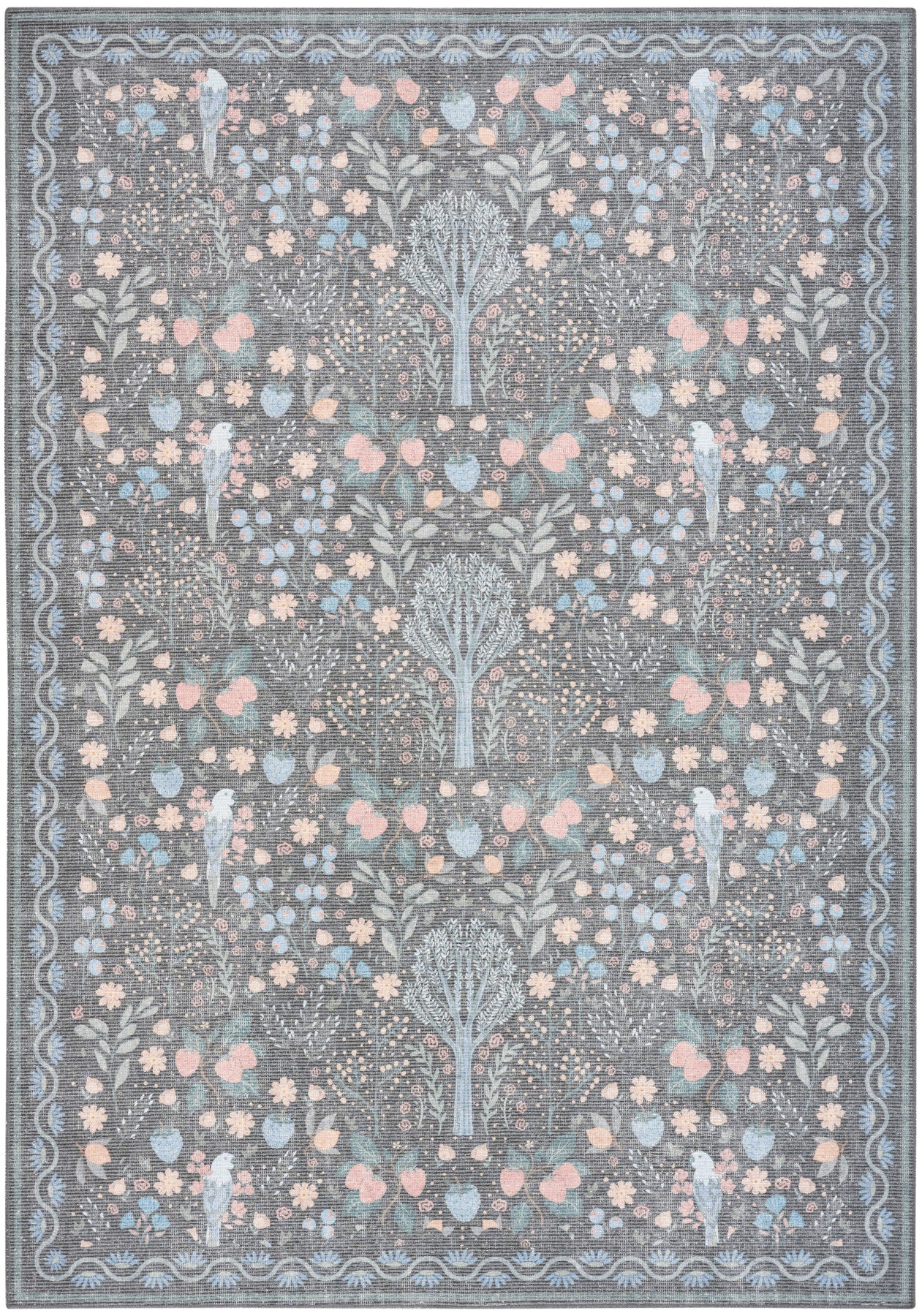 Nourison Botanical Charcoal & Multicolor Machine Washable Rug - Main
