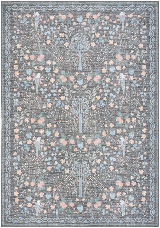 Nourison Botanical Charcoal & Multicolor Machine Washable Rug - Main