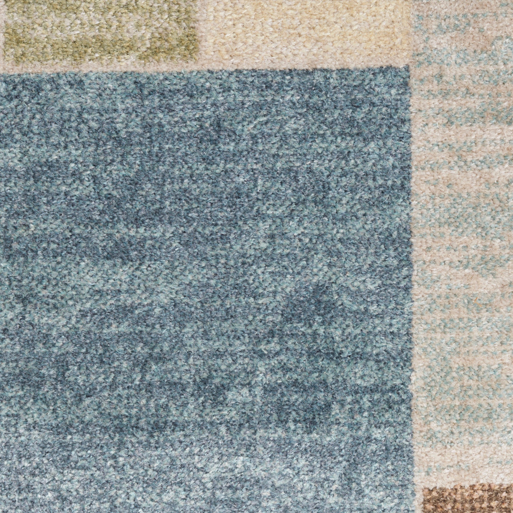 Nourison Astra Blue, Green & Multi Pet Friendly Machine Washable Rug - Swatch