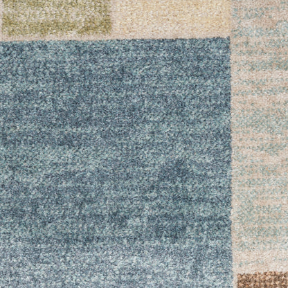 Nourison Astra Blue, Green & Multi Pet Friendly Machine Washable Rug - Swatch