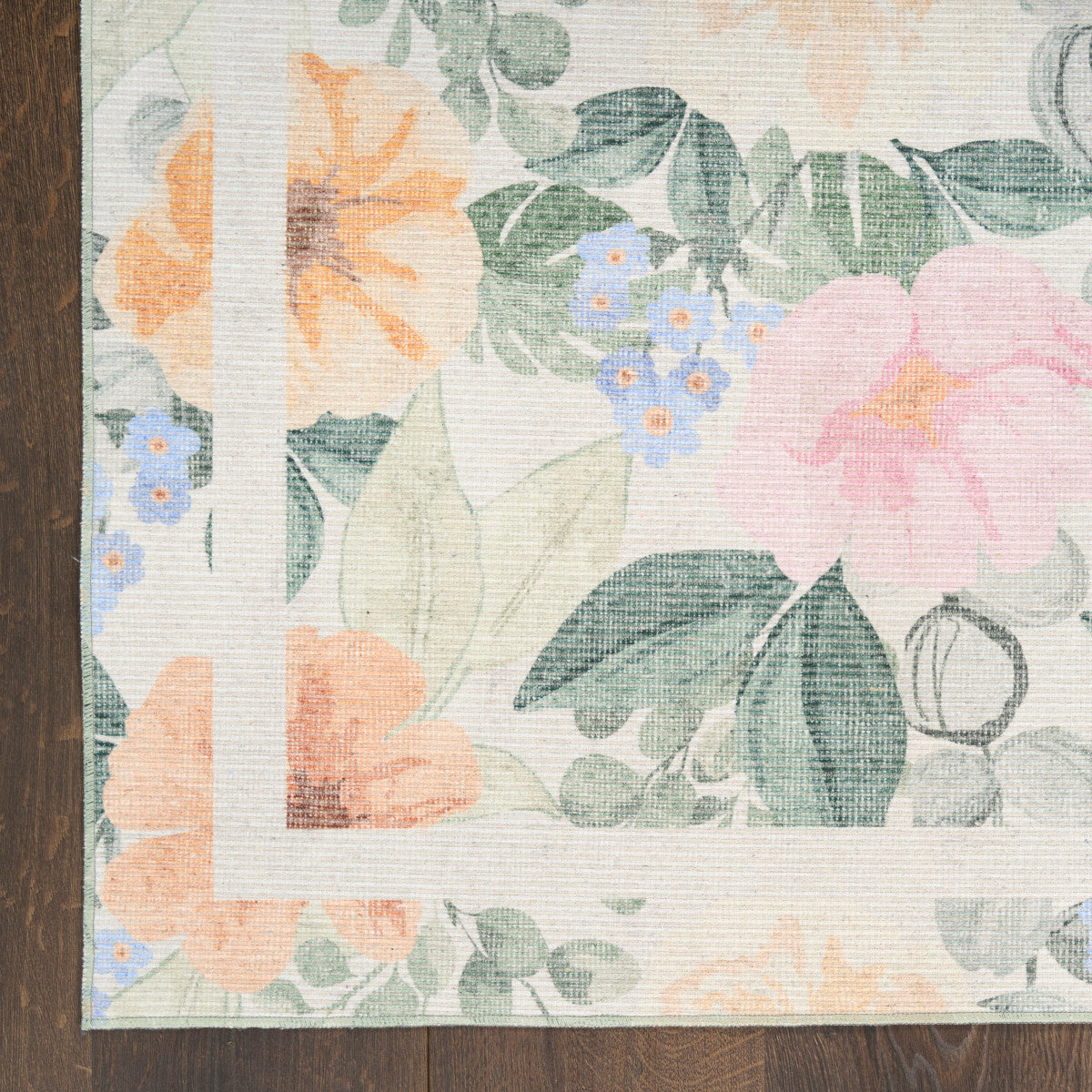 Nourison Botanical Ivory & Multicolor Machine Washable Rug - Corner