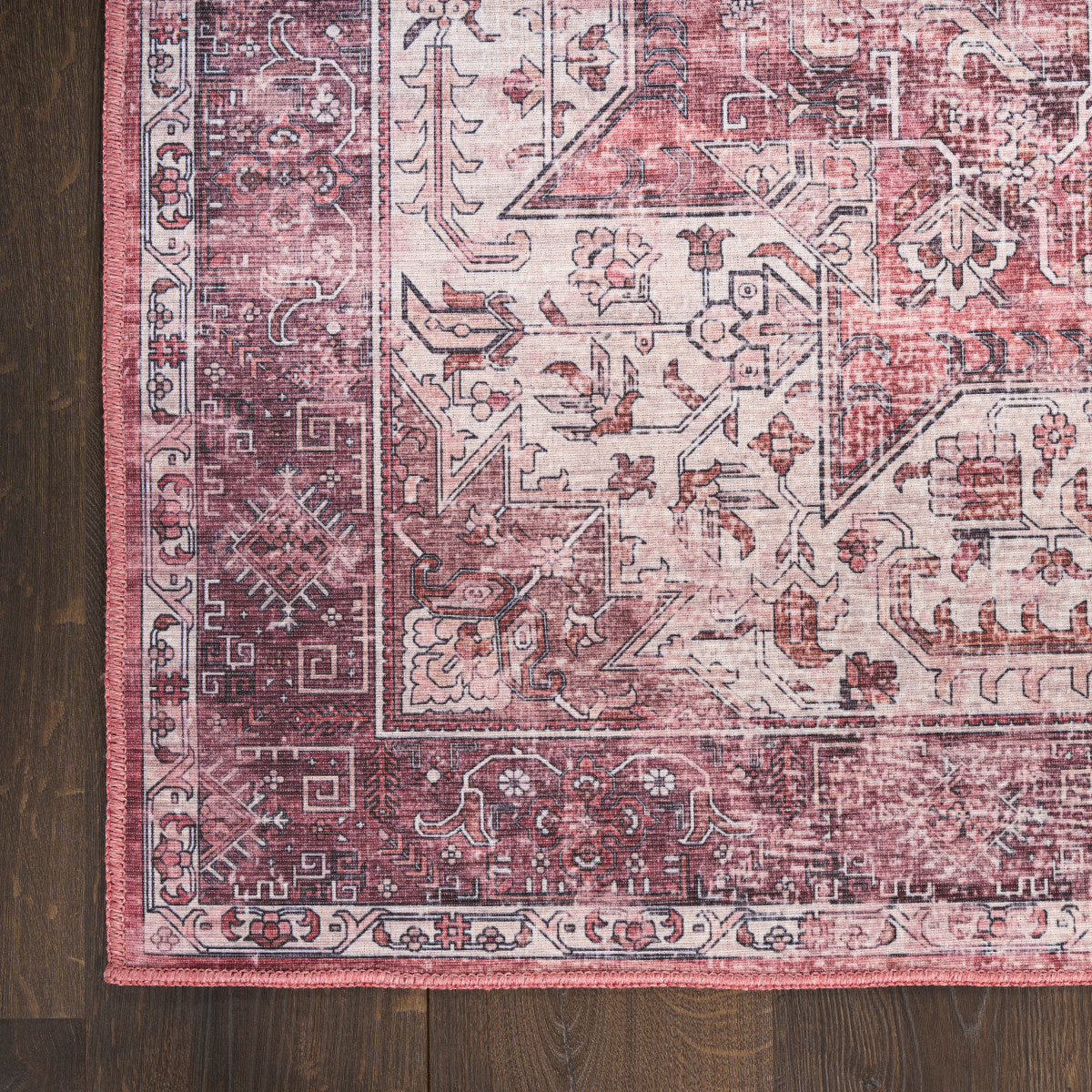 Nourison Red Machine Washable Rug - Corner