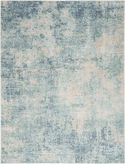 Nourison Astra Blue & Ivory Pet Friendly Machine Washable Rug - 6'7" x 9'