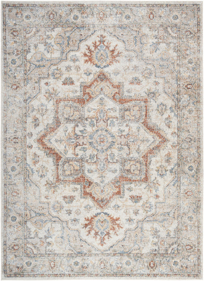 Nourison Astra Grey & Multicolor Pet Friendly Machine Washable Rug - 6'7" x 9'