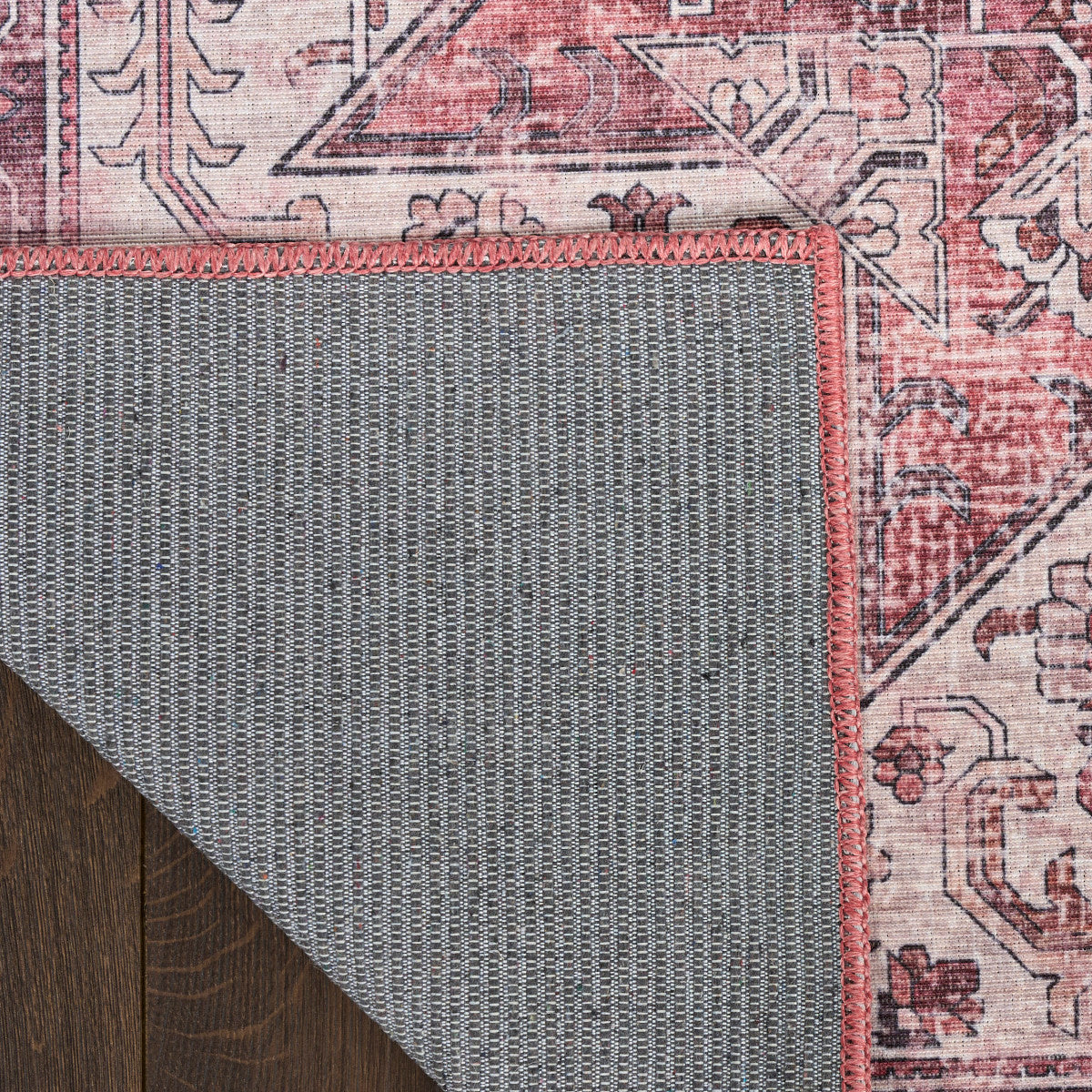 Nourison Red Machine Washable Rug - Corner