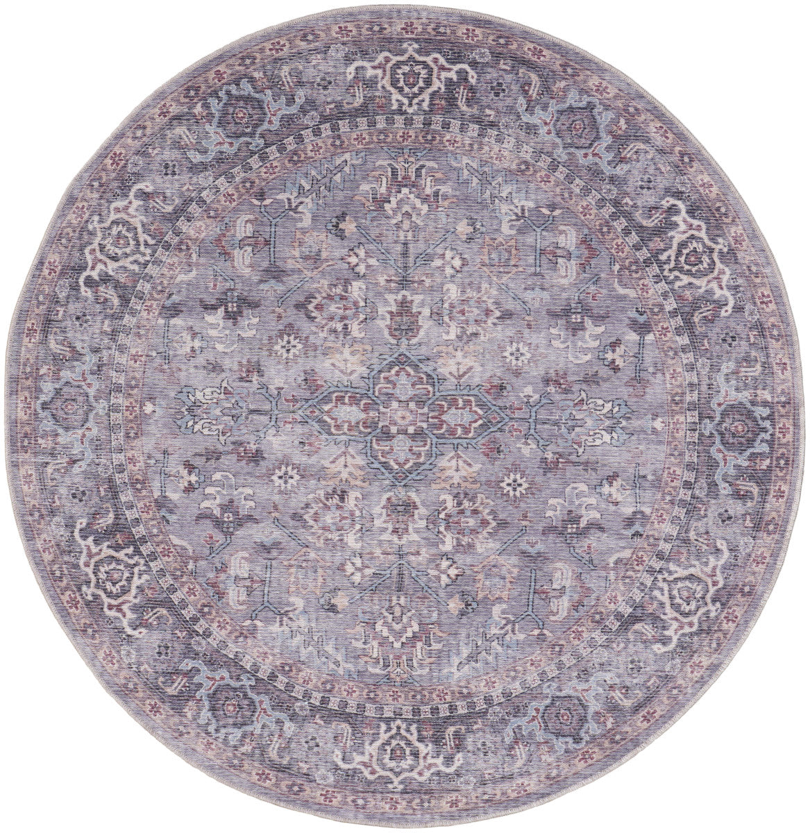 Nourison New Concept Grey Machine Washable Rug - 7'10" Round