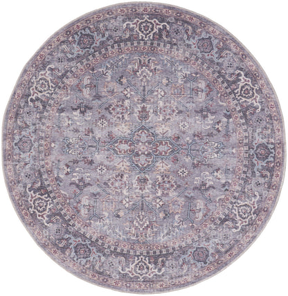 Nourison New Concept Grey Machine Washable Rug - 7'10" Round