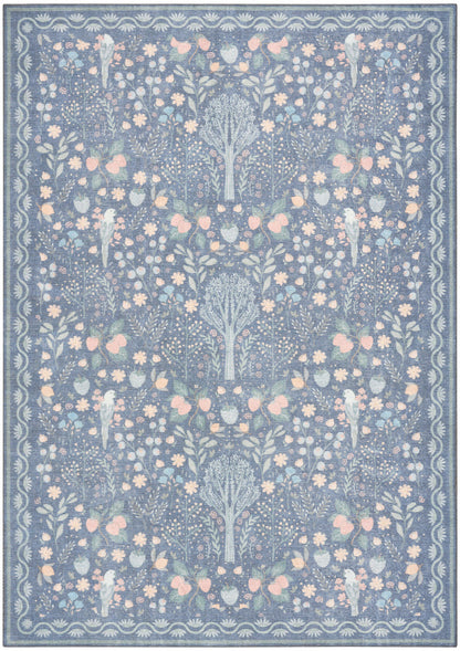 Nourison Botanical Blue & Multicolor Machine Washable Rug - 5' x 7'