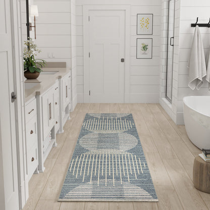 Nourison Astra Blue Pet Friendly Machine Washable Rug - Room Scene