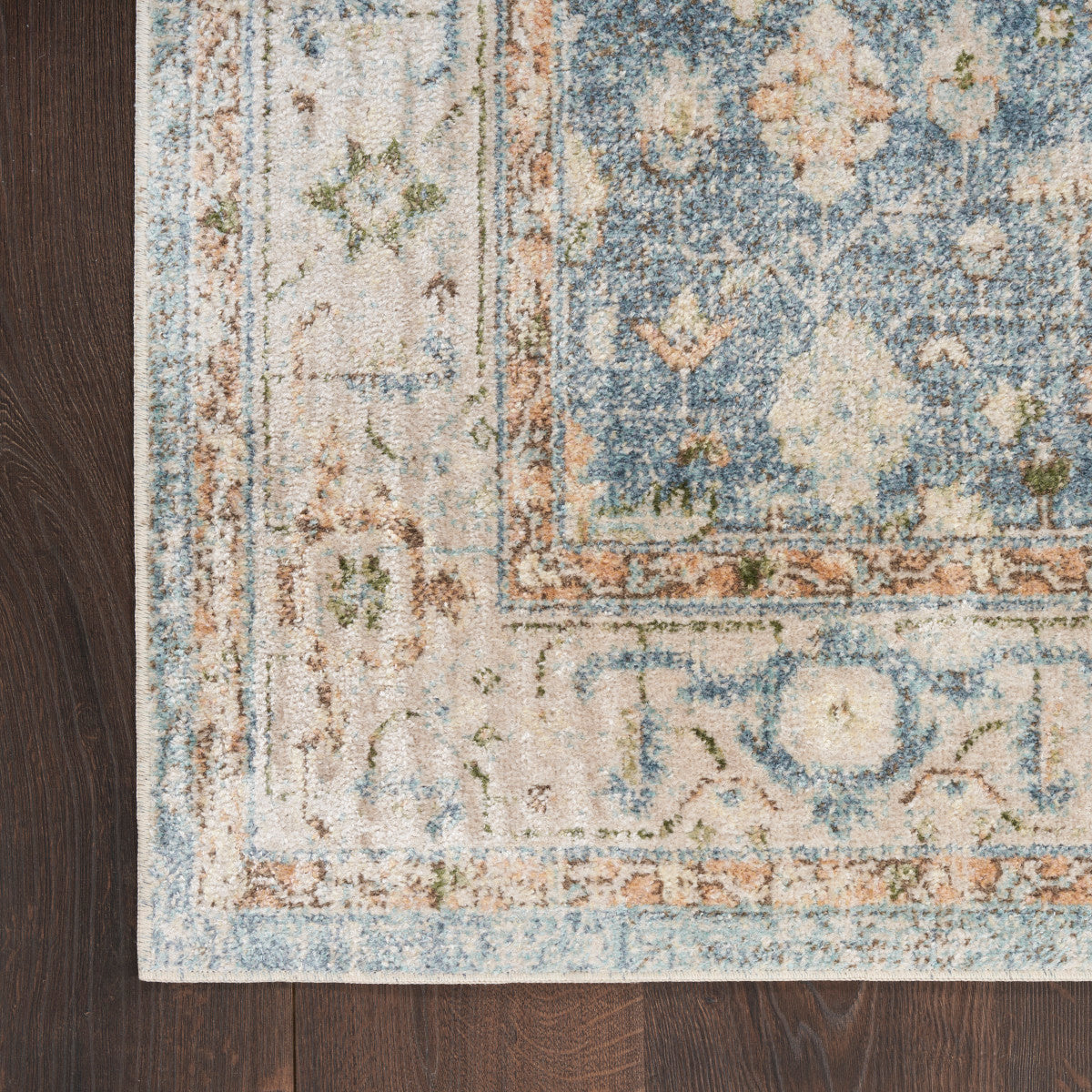 Nourison Astra Silver & Blue Pet Friendly Machine Washable Rug - Corner